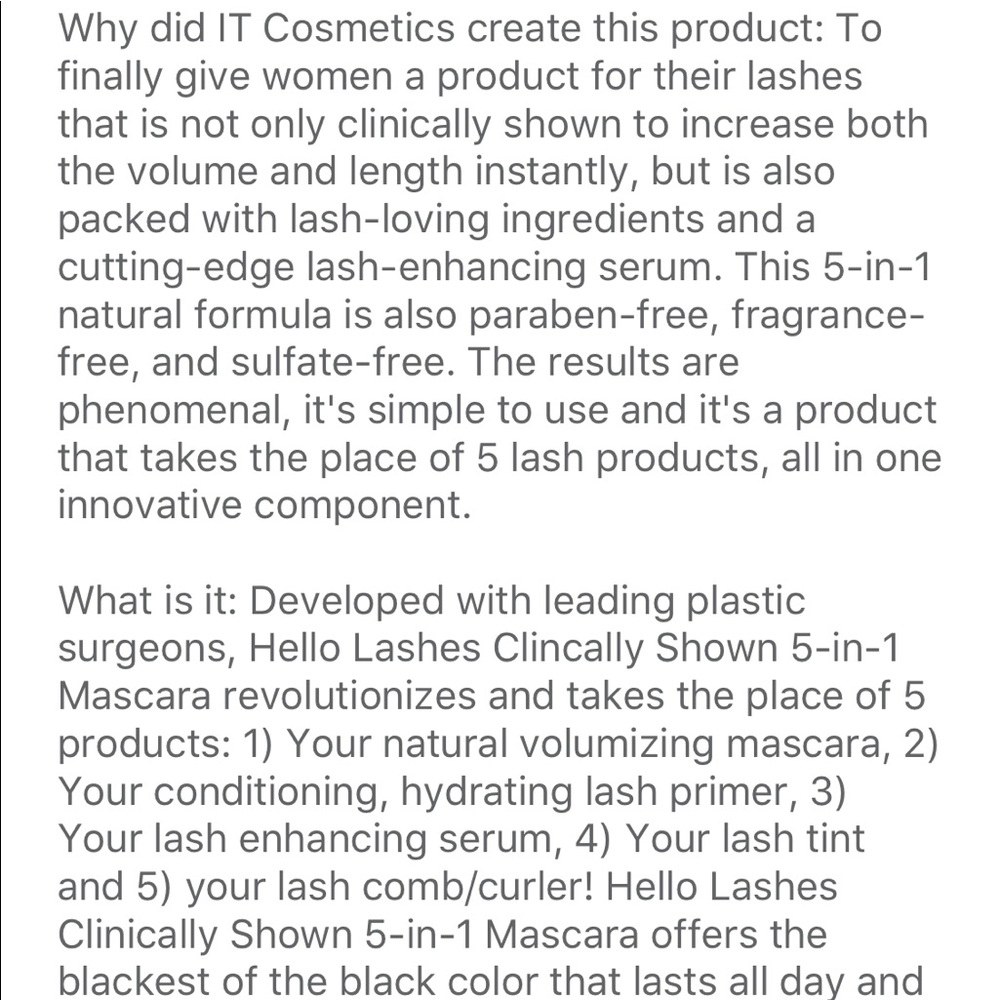 It Cosmetics Hello Lashes Mascara New Authentic - Picture 3 of 4